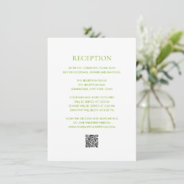 Cartão De Informações Casamento elegante do código QR do Verde limão Lim