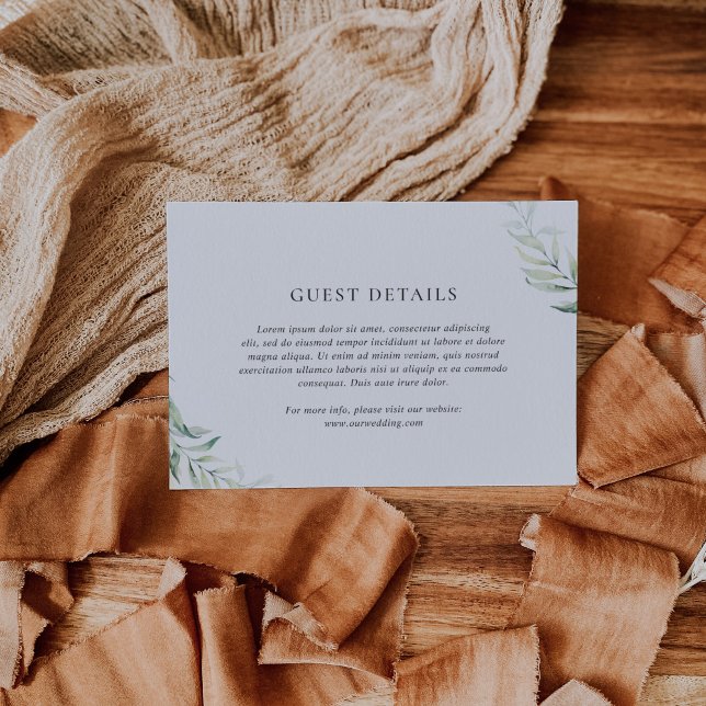 Cartão De Informações Casamento Elegante Eucalyptus Greenery (Criador carregado)