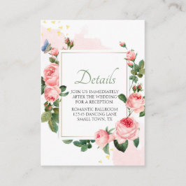 Cartão De Informações Casamento Elegante Floral de Rosa Rosa Rosa-Rosa-R