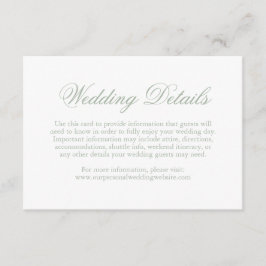 Cartão De Informações Casamento Elegante Formal Verde de Sage Tradiciona