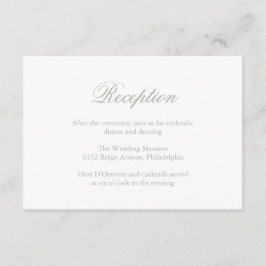 Cartão De Informações Casamento Elegante Formal Verde de Sage Tradiciona