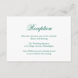 Cartão De Informações Casamento Elegante Formal Verde Tradicional Emeral