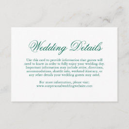 Cartão De Informações Casamento Elegante Formal Verde Tradicional Emeral