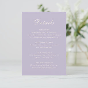 Cartão De Informações Casamento Elegante Lilac Clássico