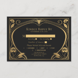 Cartão De Informações Casamento Elegante Lotus Art Nouveau