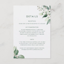 Cartão De Informações Casamento Elegante Minimalista com Verduras de Euc