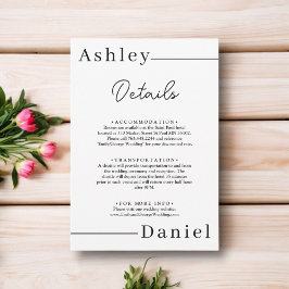 Cartão De Informações Casamento Elegante Mínimo Negro E Branco Moderno