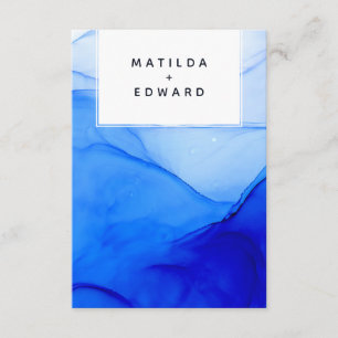 Cartão De Informações casamento elegante moderno azul e branco