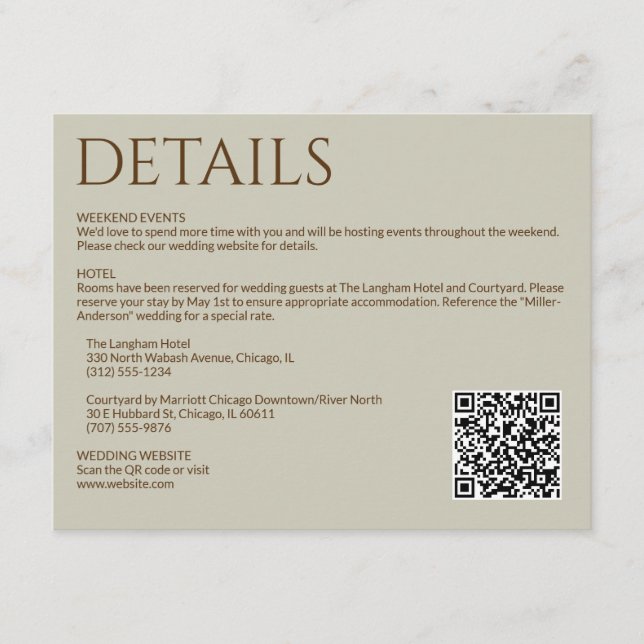 Cartão De Informações Casamento Elegante Moderno de Flor Selvagem (Frente)