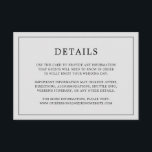 Cartão De Informações Casamento Elegante Monograma Cinza Claro Simples<br><div class="desc">Cartão de acompanhamento de casamento simples com um design moderno e elegante com seus detalhes cercados por uma fina borda. Todo o texto é preto sobre um fundo cinza prateado. As fontes e cores de fundo podem ser alteradas para quaisquer cores desejadas clicando no botão "personalizar". Um design sofisticado e...</div>