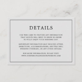 Cartão De Informações Casamento Elegante Monograma Cinza Claro Simples