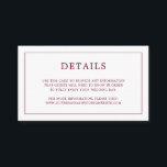 Cartão De Informações Casamento Elegante Monograma Simples<br><div class="desc">Simples cartão de cerimônia de núpcias com um design moderno, mas elegante, com seus detalhes cercados por uma fina borda e seu monograma no verso. Todos os elementos de design estão em burgundy e podem ser alterados na ferramenta de edição de design. Um design chic e na moda que é...</div>