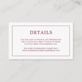 Cartão De Informações Casamento Elegante Monograma Simples