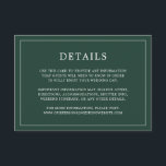 Cartão De Informações Casamento Elegante Monograma Verde de Floresta Sim<br><div class="desc">Simples cartão de cerimônia de núpcias com um design moderno, mas elegante, com seus detalhes cercados por uma fina fronteira. Todo o texto está branco sobre um fundo verde da floresta. As fontes e as cores de fundo podem ser alteradas para qualquer cor desejada clicando no botão "personalizar". Um design...</div>