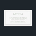 Cartão De Informações Casamento Elegante Monograma Verde de Sage Simples<br><div class="desc">Simples cartão de cerimônia de núpcias com um design moderno, mas elegante, com seus detalhes cercados por uma fina borda e seu monograma no verso. Todos os elementos de design estão em verde de sábio e podem ser alterados na ferramenta de edição de design. Um design chic e na moda...</div>