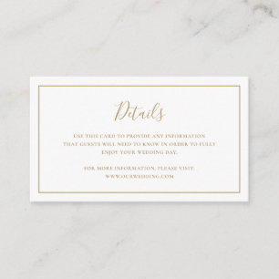 Cartão De Informações Casamento Elegante Ouro Tradicional