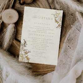 Cartão De Informações Casamento Elegante Rosa ⎮Marfim Moderno e Dourado