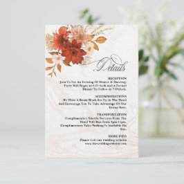 Cartão De Informações Casamento Elegante Rustic Burnt Orange Terracotta