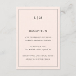 Cartão De Informações Casamento Elegante Simples, Cor-de-Rosa, Monograma