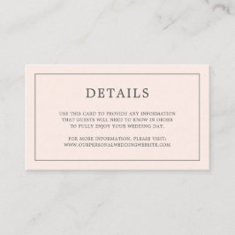 Cartão De Informações Casamento Elegante Simples, Cor-de-Rosa, Monograma