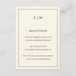 Cartão De Informações Casamento Elegante Simples De Creme Monograma