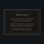 Cartão De Informações Casamento Elegante Simples de Monograma Preto e Do<br><div class="desc">Simples cartão de cerimônia de núpcias com um design moderno, mas elegante, com seus detalhes cercados por uma fina fronteira. Todo o texto está em ouro sobre fundo preto. As fontes e as cores de fundo podem ser alteradas para qualquer cor desejada clicando no botão "personalizar". Um design chic e...</div>