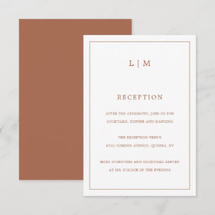 Cartão De Informações Casamento Elegante Simples Terracotta Monograma