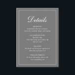 Cartão De Informações Casamento Elegante Tradicional Formal de Cinzas Si<br><div class="desc">Carteira de casamento do estilo tradicional / cinza de cinza apresentando um simples design com "Detalhes" em um dentro de caligrafia elegante de uma borda fina. O modelo permite que você compartilhe informações importantes sobre seu dia especial. Este design clássico é perfeito para um casamento formal.</div>