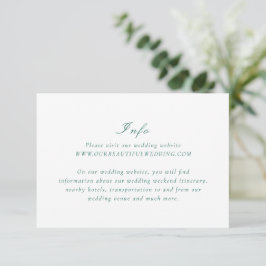 Cartão De Informações Casamento Elegante Verde Emerald Limpo