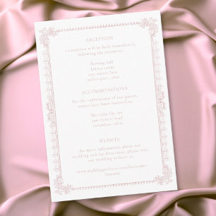 Cartão De Informações Casamento Elegante Vintage Barroco Rosa Poeirento
