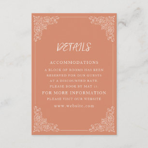Cartão De Informações Casamento Elegante Vintage Terracota Creme