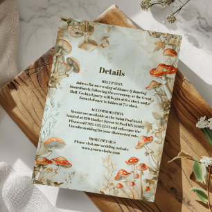 Cartão De Informações Casamento Elegante Woodland Mushroom Fern