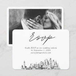 Cartão De Informações Casamento em Baltimore - Esboço Minimalista de RSV