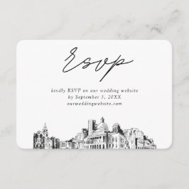 Cartão De Informações Casamento em Boston Minimalista Esboço RSVP