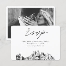 Cartão De Informações Casamento em Boston Minimalista Esboço RSVP