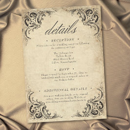Cartão De Informações Casamento em Pergaminho Preto Até a Morte Vintage