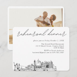 Cartão De Informações Casamento em Virginia Beach Jantar de Rehearsal El