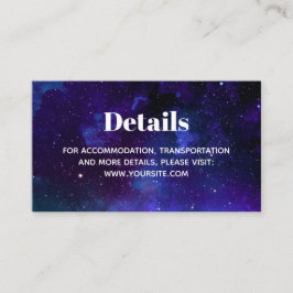 Cartão De Informações Casamento espacial. Estrelas noturnas. Detalhes do