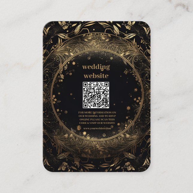 Cartão De Informações Casamento Estrelas Celestiais Ouro Preto Místico  (Frente)