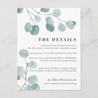 Cartão De Informações Casamento Eucalyptus Dólar