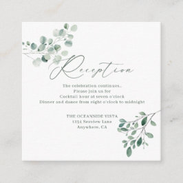 Cartão De Informações Casamento Eucalyptus Sage Green Watercolor