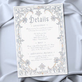 Cartão De Informações Casamento Fantasia Medieval Moldura Azul Dourado G