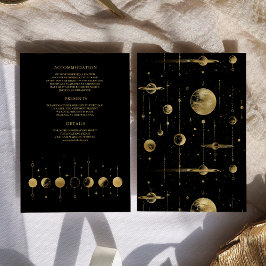 Cartão De Informações Casamento Fases da Lua Crescente Preto Celestial D