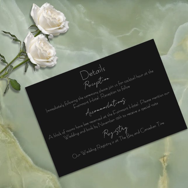 Cartão De Informações Casamento Fases da Lua Mariposa Luna Boho Preto Mí (Criador carregado)