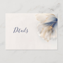 Cartão De Informações Casamento Flor Sonho Azul Dourado