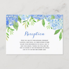 Cartão De Informações Casamento Floral Azul Hydrangea