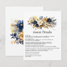 Casamento Floral Azul Marinho, Branco e Dourado De