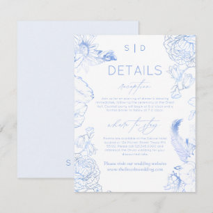 Cartão De Informações Casamento Floral Azul Rústico