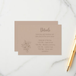 Cartão De Informações Casamento Floral Bege Elegante