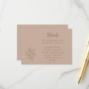 Cartão De Informações Casamento Floral Bege Elegante